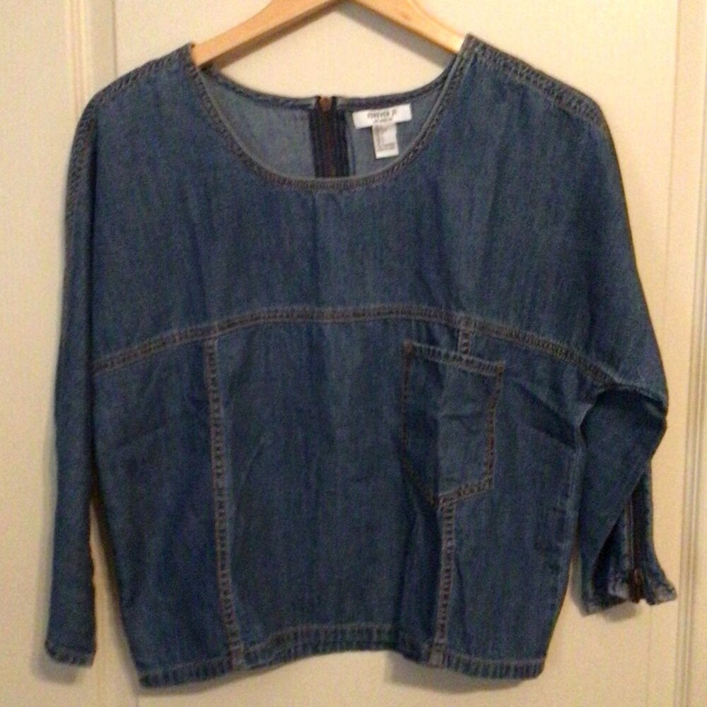 Forever 21 Zippered Denim Top